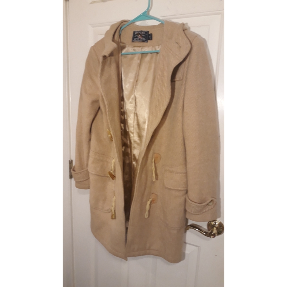 Herring bone 100% WOOL jacket w hood
